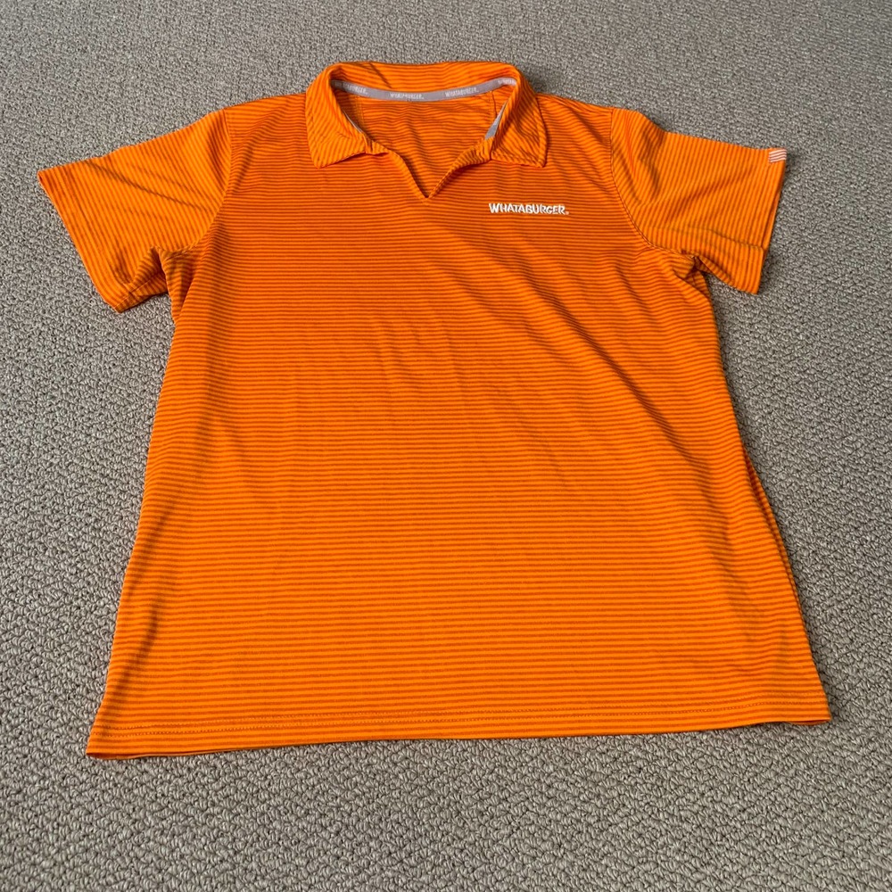 Whataburger Womens‎ Polo Shirt Size Large Orange Striped Uniform Work Wear